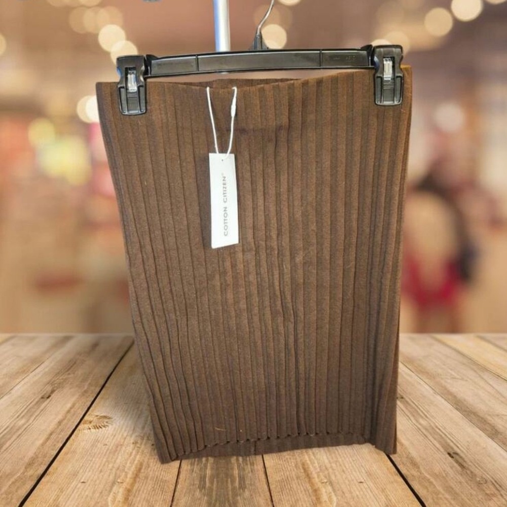 Cotton Citizen Ribbed Knit Midi Skirt Brown‎ S